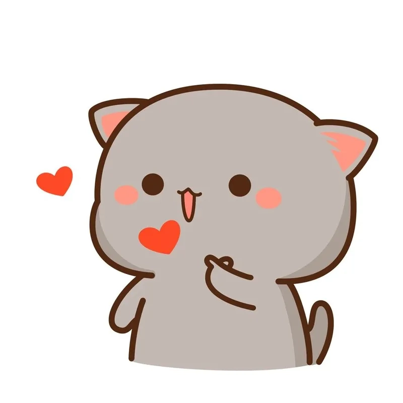 Trái tim meme mèo cute ngộ nghĩnh, khiến người xem yêu thích.