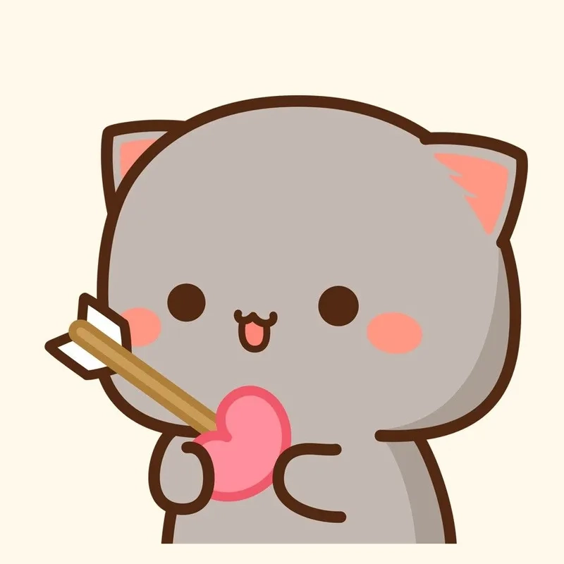 Hình trái tim cute meme mèo tặng hoa khiến bạn yêu ngay từ đầu.